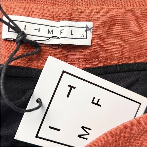 NWT ITMFL Linen Terracotta High Rise Press-Crease Pleated Wide Leg 8” Shorts S - Picture 11 of 14